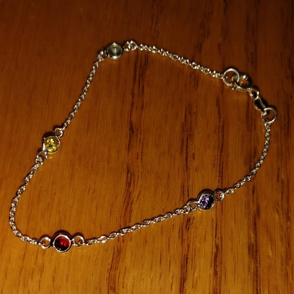 Sterling 4 gem bracelet - Picture 4 of 16